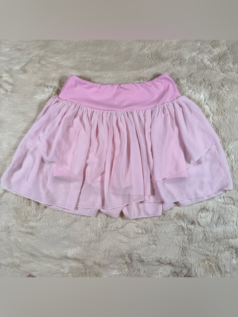 Made by Molly Pretty In Pink Criss-Cross ADULT SKORT Layered Chiffon Sz L